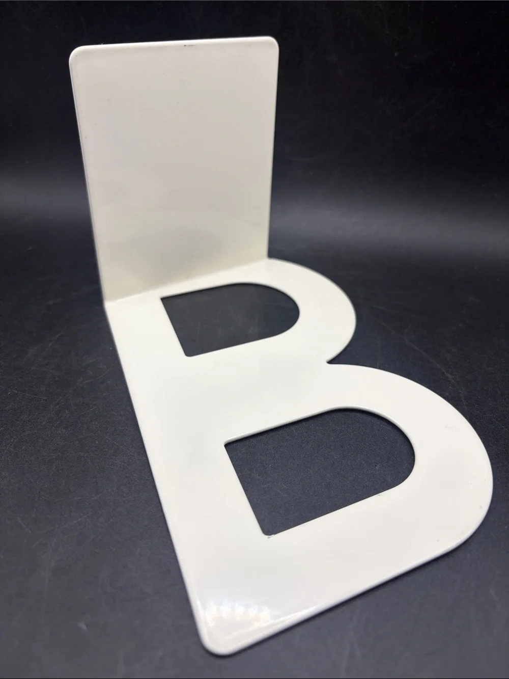 IKEA Billy Letter B Bookend Slanted Metal White Tone Minimalist Shelf Decor